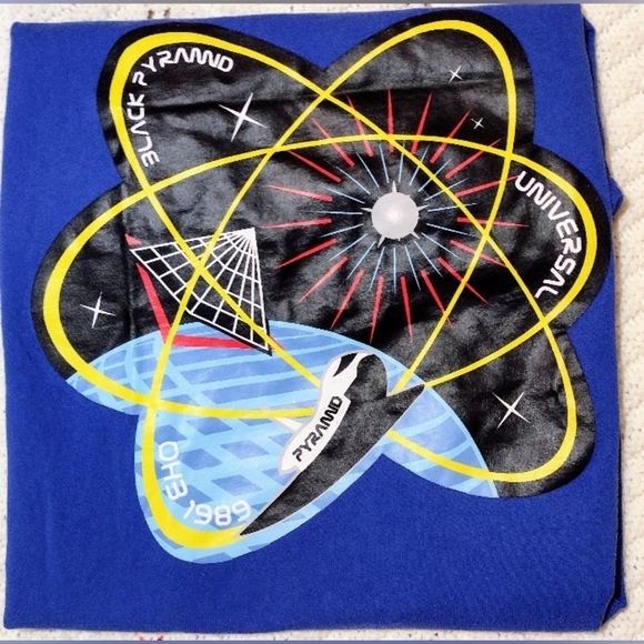 Black Pyramid Space T Shirt Men's Size L Blue Short Sleeve OH3 1989 Shuttle Atom - Picture 3 of 6